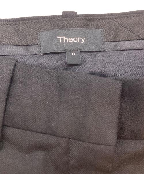 theory（セオリー）theory (セオリー) ウールダブルプリーツワイドパンツ ブラック サイズ:SIZE 0の古着・服飾アイテム