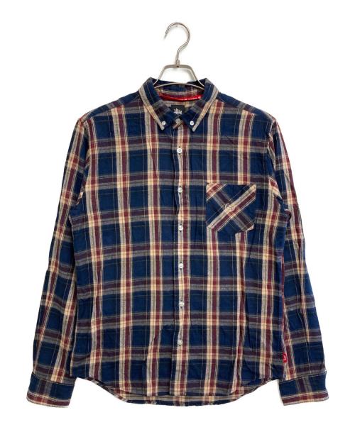 stussy（ステューシー）stussy (ステューシー) チェックネルシャツ ネイビー×レッド サイズ:Mの古着・服飾アイテム