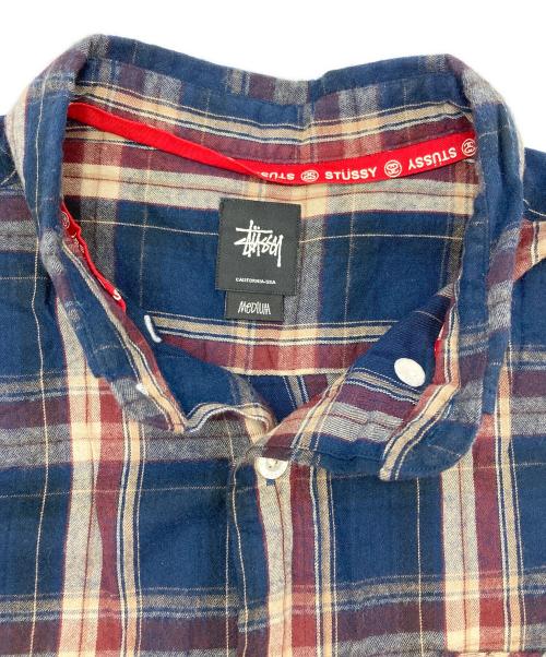 stussy（ステューシー）stussy (ステューシー) チェックネルシャツ ネイビー×レッド サイズ:Mの古着・服飾アイテム