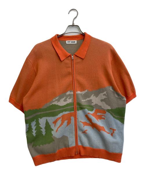 TTT MSW（ティー）TTT MSW (ティー) Zip Shirt ニット オレンジ×ブルー サイズ:SIZE Freeの古着・服飾アイテム