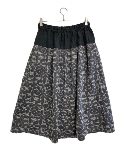 tumugu（ツムグ）tumugu (ツムグ) フラワーメッシュジャガード スカート 2color グレー×ブラック サイズ:Freeの古着・服飾アイテム