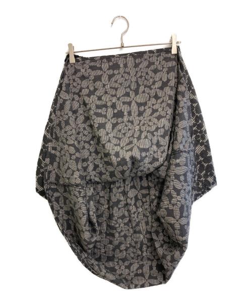 tumugu（ツムグ）tumugu (ツムグ) フラワーメッシュジャガード スカート 2color グレー×ブラック サイズ:Freeの古着・服飾アイテム