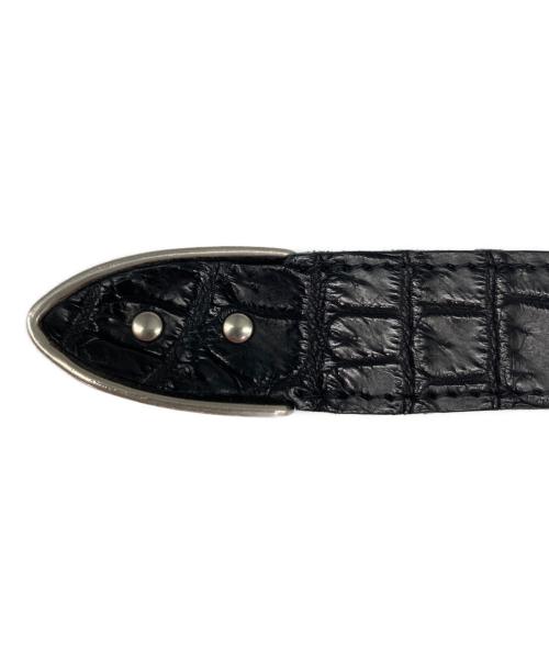 THE SOLE（ザ ソール）THE SOLE (ザ ソール) クロコダイルレザープンターレベルト ブラック×シルバー サイズ:SIZE 90の古着・服飾アイテム