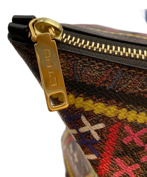 ETRO（エトロ）ETRO (エトロ) 総柄PVCレザートートバッグ ブラウン×マルチカラーの古着・服飾アイテム