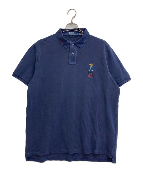 POLO RALPH LAUREN（ポロ・ラルフローレン）POLO RALPH LAUREN (ポロ・ラルフローレン) ポロベア×ステッチングデザインポロシャツ ネイビー サイズ:SIZE XLの古着・服飾アイテム