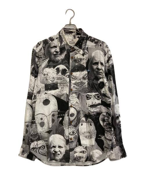 Vivienne Westwood（ヴィヴィアンウエストウッド）Vivienne Westwood (ヴィヴィアンウエストウッド) 17AW オーブロゴ刺繍 パペットシャツ ブラック×ホワイト サイズ:SIZE 48の古着・服飾アイテム