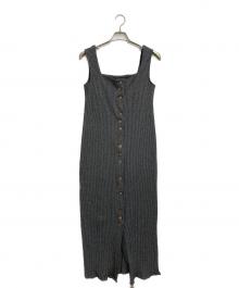 glam lips（グラムリップス）の古着「NO-SLEEVE BUTTON DOWN RIB ONE-PIECE」｜グレー