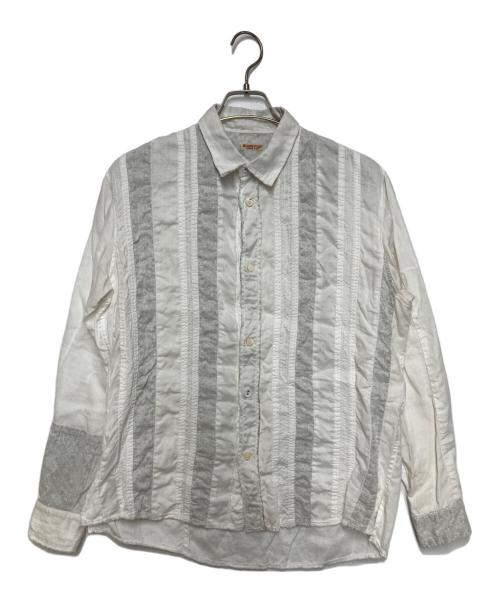 KAPITAL（キャピタル）KAPITAL (キャピタル) コットンリネンパッチワークシャツ ホワイト サイズ:SIZE Mの古着・服飾アイテム