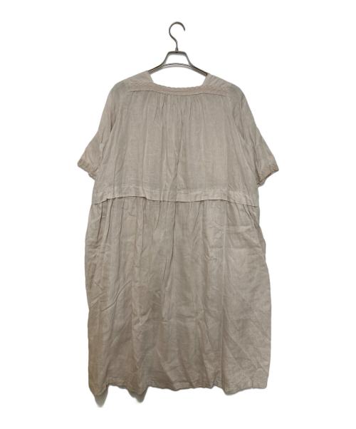 nest Robe（ネストローブ）nest Robe (ネストローブ) リネンレースギャザーハーフスリーブドレス ベージュ サイズ:SIZE Freeの古着・服飾アイテム