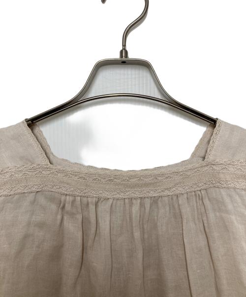nest Robe（ネストローブ）nest Robe (ネストローブ) リネンレースギャザーハーフスリーブドレス ベージュ サイズ:SIZE Freeの古着・服飾アイテム
