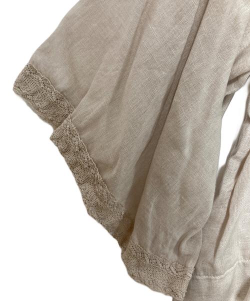 nest Robe（ネストローブ）nest Robe (ネストローブ) リネンレースギャザーハーフスリーブドレス ベージュ サイズ:SIZE Freeの古着・服飾アイテム