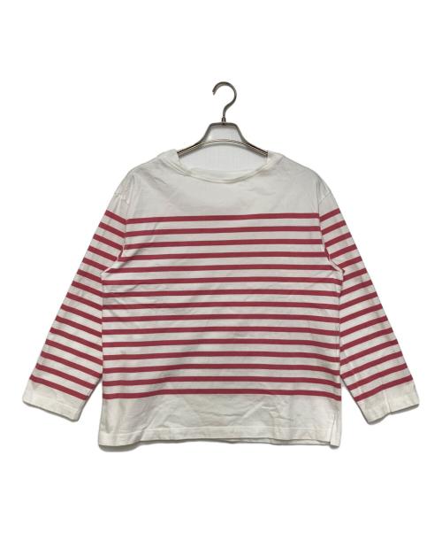 nest Robe（ネストローブ）nest Robe (ネストローブ) コットンパネルボーダープルオーバー ホワイト×ピンク サイズ:SIZE Freeの古着・服飾アイテム
