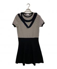RED VALENTINO（レッドヴァレンティノ）の古着「ニットワンピース」｜ブラック×ホワイト
