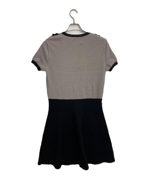 RED VALENTINO（レッドヴァレンティノ）RED VALENTINO (レッドヴァレンティノ) ニットワンピース ブラック×ホワイト サイズ:SIZE Lの古着・服飾アイテム