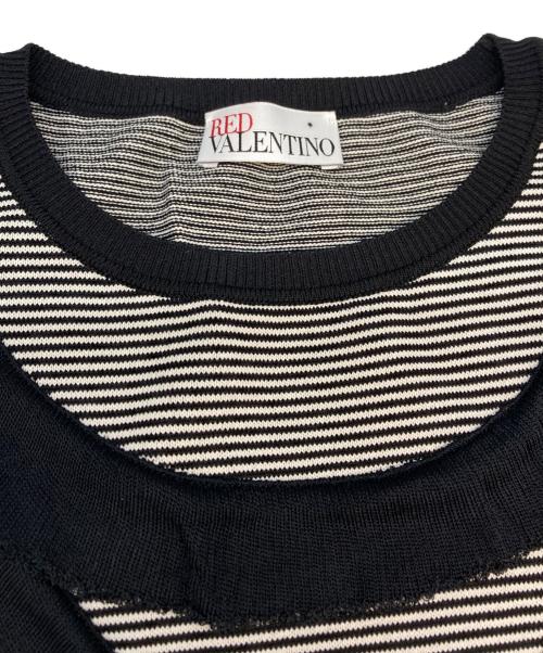 RED VALENTINO（レッドヴァレンティノ）RED VALENTINO (レッドヴァレンティノ) ニットワンピース ブラック×ホワイト サイズ:SIZE Lの古着・服飾アイテム