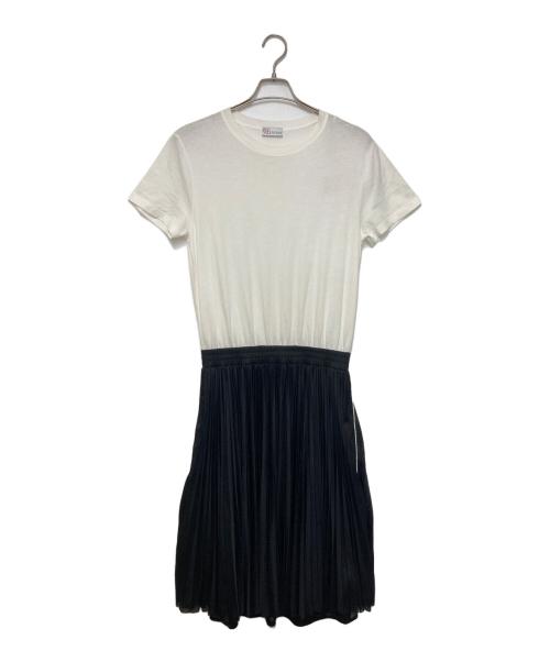 RED VALENTINO（レッドヴァレンティノ）RED VALENTINO (レッドヴァレンティノ) プリーツスカート切替ワンピース ホワイト×ブラック サイズ:SIZE Sの古着・服飾アイテム