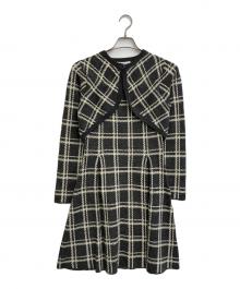 HER LIP TO（ハーリップトゥ）の古着「Pantheon Checked Knit Dress」｜グレー×ホワイト
