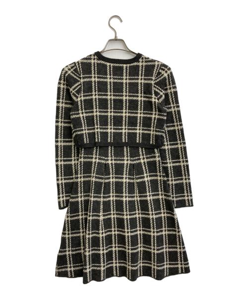 HER LIP TO（ハーリップトゥ）Her lip to (ハーリップトゥ) Pantheon Checked Knit Dress グレー×ホワイト サイズ:SIZE Mの古着・服飾アイテム