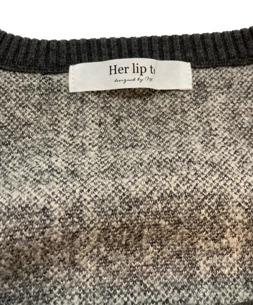HER LIP TO（ハーリップトゥ）Her lip to (ハーリップトゥ) Pantheon Checked Knit Dress グレー×ホワイト サイズ:SIZE Mの古着・服飾アイテム