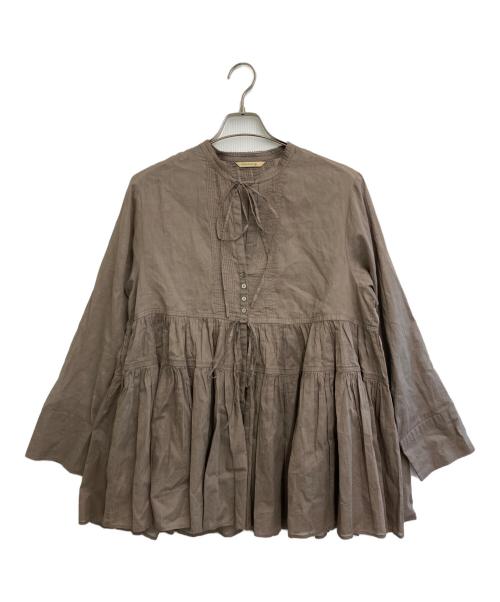 Curensology（カレンソロジー）Curensology (カレンソロジー) オーガンギャザーブラウス ブラウン サイズ:SIZE Freeの古着・服飾アイテム