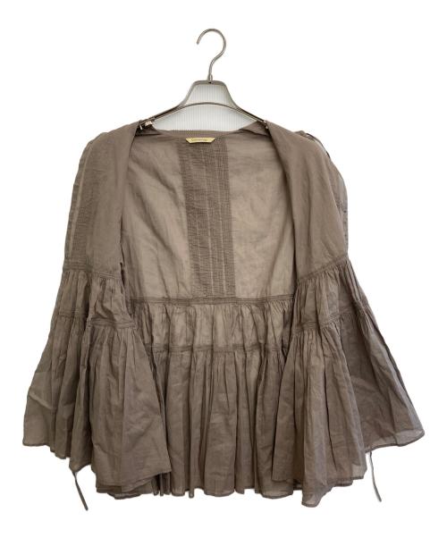 Curensology（カレンソロジー）Curensology (カレンソロジー) オーガンギャザーブラウス ブラウン サイズ:SIZE Freeの古着・服飾アイテム