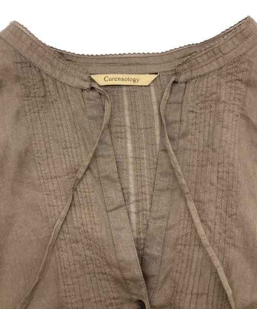 Curensology（カレンソロジー）Curensology (カレンソロジー) オーガンギャザーブラウス ブラウン サイズ:SIZE Freeの古着・服飾アイテム