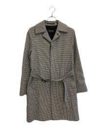 MACKINTOSH（マッキントッシュ）の古着「ハウンドトゥースチェックステンカラーコート」｜アイボリー×ブラック