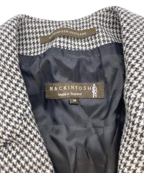 MACKINTOSH（マッキントッシュ）MACKINTOSH (マッキントッシュ) ハウンドトゥースチェックステンカラーコート アイボリー×ブラック サイズ:SIZE 38の古着・服飾アイテム