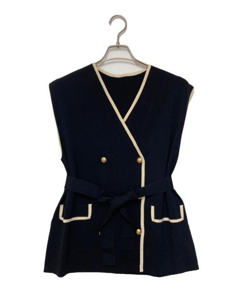GRACE CONTINENTAL（（グレースコンチネンタル）GRACE CONTINENTAL (（グレースコンチネンタル) バイカラーニットベスト ブラック サイズ:36の古着・服飾アイテム