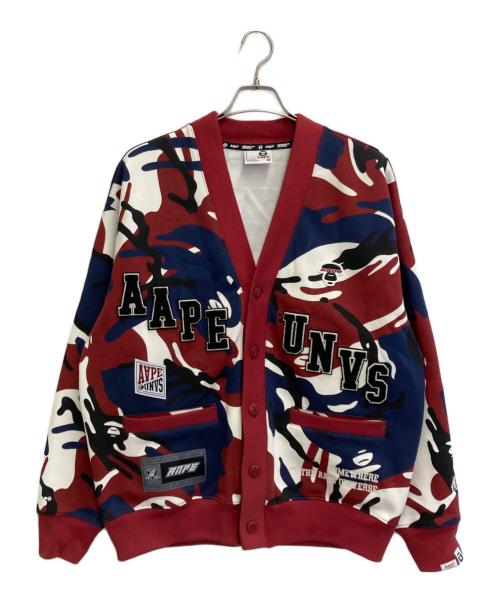 Aape BY A BATHING APE（エーエイプ バイ アベイシングエイプ）Aape BY A BATHING APE (エーエイプ バイ アベイシングエイプ) Camo Cardigan ネイビー×レッド サイズ:SIZE Mの古着・服飾アイテム