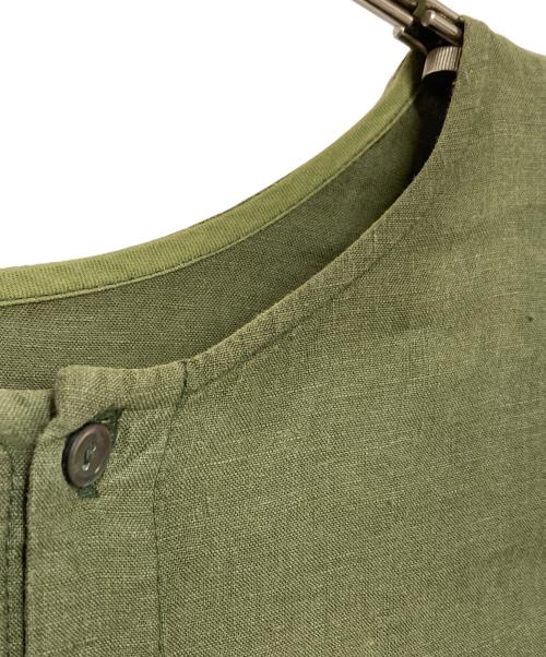 nest Robe（ネストローブ）nest Robe (ネストローブ) リネンボリュームギャザーワンピース カーキ サイズ:FREEの古着・服飾アイテム