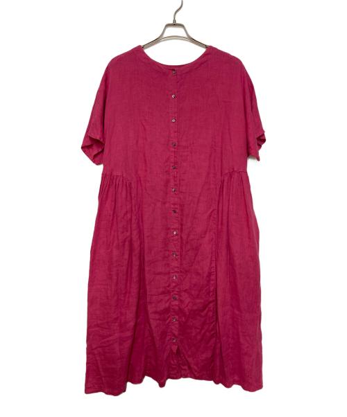 nest Robe（ネストローブ）nest Robe (ネストローブ) リネン天然染めラウンド切り替え2wayワンピース ピンク サイズ:FREEの古着・服飾アイテム