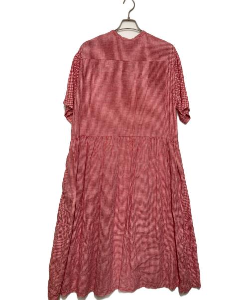 nest Robe（ネストローブ）nest Robe (ネストローブ) フレンチリネンギンガムチェックシャツワンピース ホワイト×レッド サイズ:FREEの古着・服飾アイテム