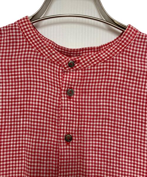 nest Robe（ネストローブ）nest Robe (ネストローブ) フレンチリネンギンガムチェックシャツワンピース ホワイト×レッド サイズ:FREEの古着・服飾アイテム