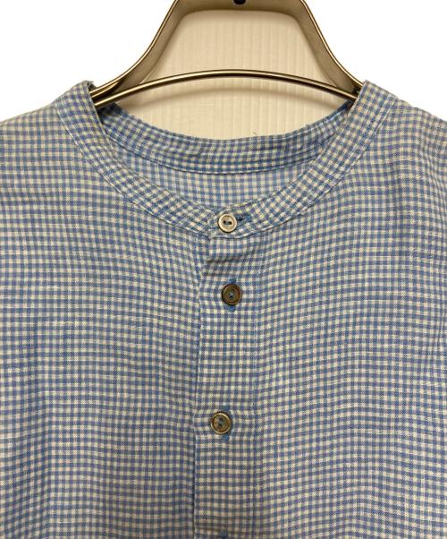 nest Robe（ネストローブ）nest Robe (ネストローブ) フレンチリネンギンガムチェックシャツワンピース ホワイトスカイブルー サイズ:FREEの古着・服飾アイテム