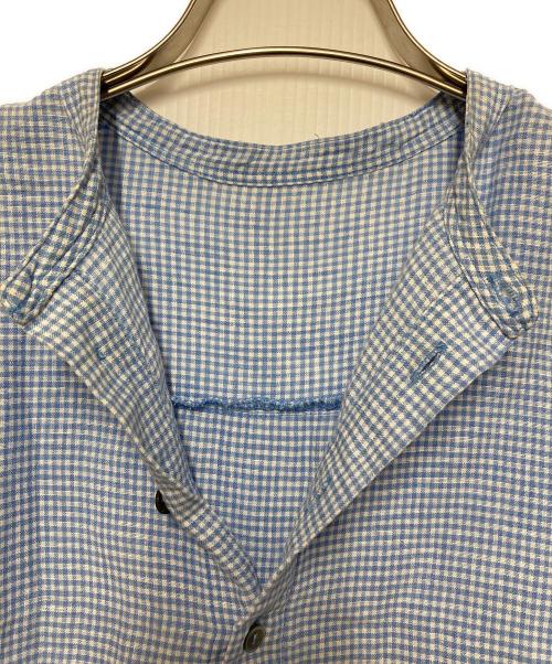 nest Robe（ネストローブ）nest Robe (ネストローブ) フレンチリネンギンガムチェックシャツワンピース ホワイトスカイブルー サイズ:FREEの古着・服飾アイテム