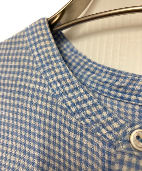 nest Robe（ネストローブ）nest Robe (ネストローブ) フレンチリネンギンガムチェックシャツワンピース ホワイトスカイブルー サイズ:FREEの古着・服飾アイテム