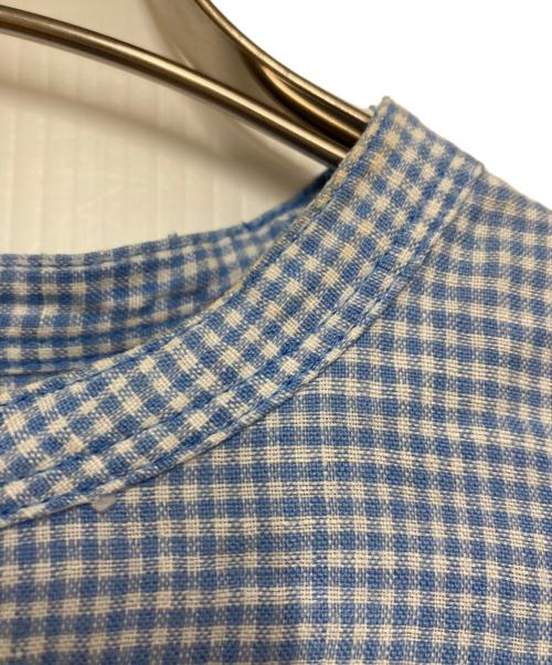 nest Robe（ネストローブ）nest Robe (ネストローブ) フレンチリネンギンガムチェックシャツワンピース ホワイトスカイブルー サイズ:FREEの古着・服飾アイテム