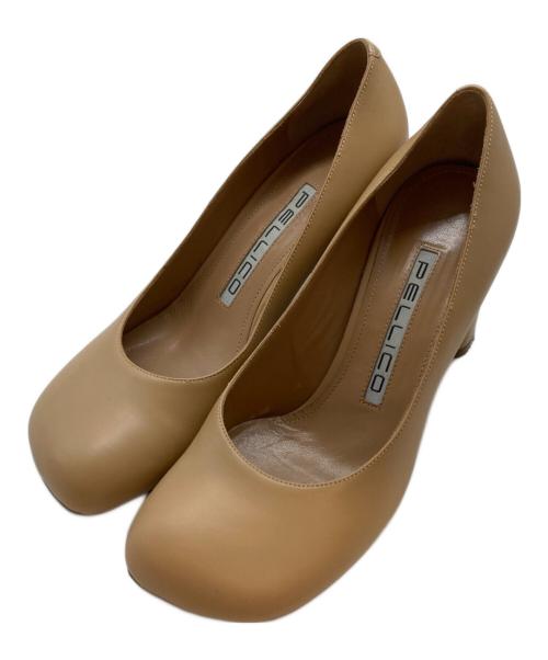 PELLICO（ペリーコ）PELLICO (ペリーコ) ミレナ スクエアトゥチャンキーヒールパンプス ベージュ サイズ:SIZE 22.5cmの古着・服飾アイテム