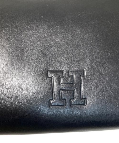 HIROFU（ヒロフ）HIROFU (ヒロフ) Hロゴ レザードラムハンドバッグ ネイビーの古着・服飾アイテム