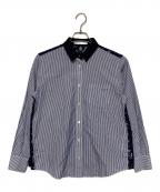 sacai luckサカイラック）の古着「バックレースコンビシャツ」｜ネイビースカイブルー