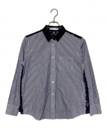 sacai luck（サカイラック）の古着「バックレースコンビシャツ」｜ネイビースカイブルー