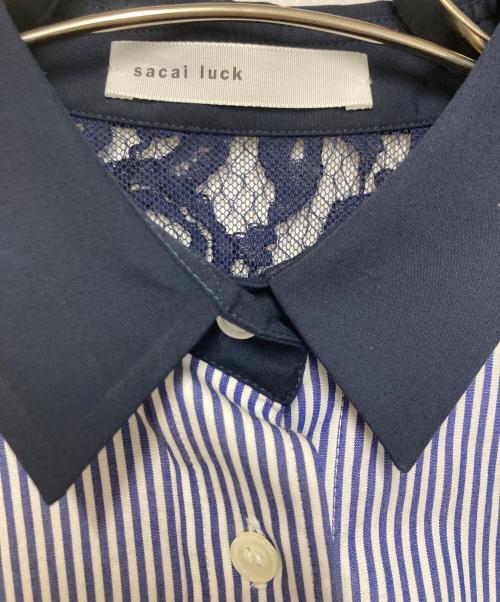 sacai luck（サカイラック）sacai luck (サカイラック) バックレースコンビシャツ ネイビースカイブルー サイズ:3の古着・服飾アイテム