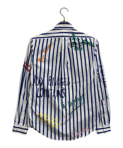 POLO RALPH LAUREN（ポロ・ラルフローレン）POLO RALPH LAUREN (ポロ・ラルフローレン) クラシック フィット ストライプド ポプリン ワークシャツ ホワイト×ブルー サイズ:SIZE XSの古着・服飾アイテム