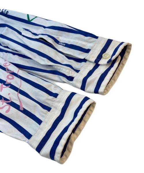 POLO RALPH LAUREN（ポロ・ラルフローレン）POLO RALPH LAUREN (ポロ・ラルフローレン) クラシック フィット ストライプド ポプリン ワークシャツ ホワイト×ブルー サイズ:SIZE XSの古着・服飾アイテム