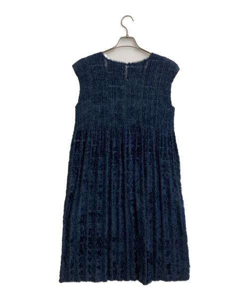PLEATS PLEASE（プリーツプリーズ）PLEATS PLEASE (プリーツプリーズ) シャギープリーツノースリーブワンピース ネイビー サイズ:SIZE 3の古着・服飾アイテム