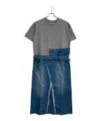 ELCHELEエルチェレ）の古着「FRENCHTERRY DENIM OP」｜グレー×インディゴ