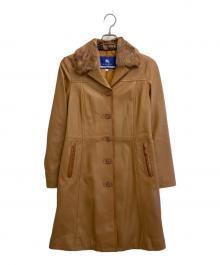 BURBERRY BLUE LABEL（バーバリー ブルー レーベル）の古着「チキャンラムファーシープレザーコート」｜ブラウン