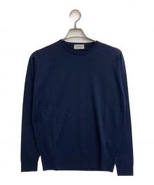 JOHN SMEDLEY（ジョンスメドレー）の古着「メリノウールクルーネックニット」｜ネイビー