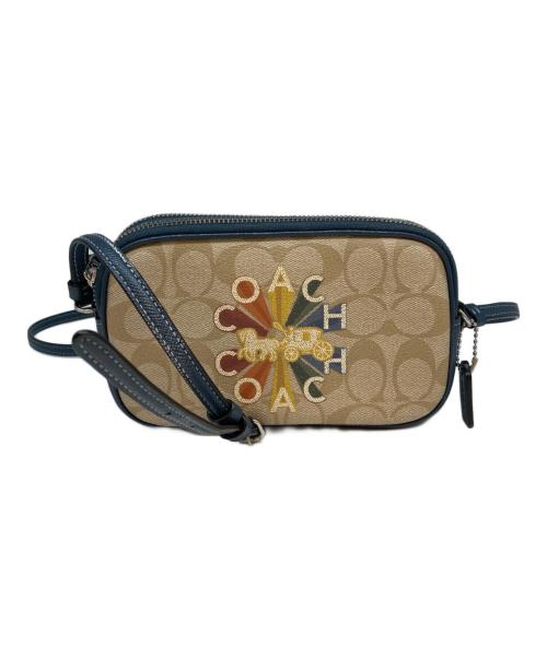 COACH（コーチ）COACH (コーチ) ラディアルレインボー PVCショルダーバッグ ベージュ×ネイビーの古着・服飾アイテム